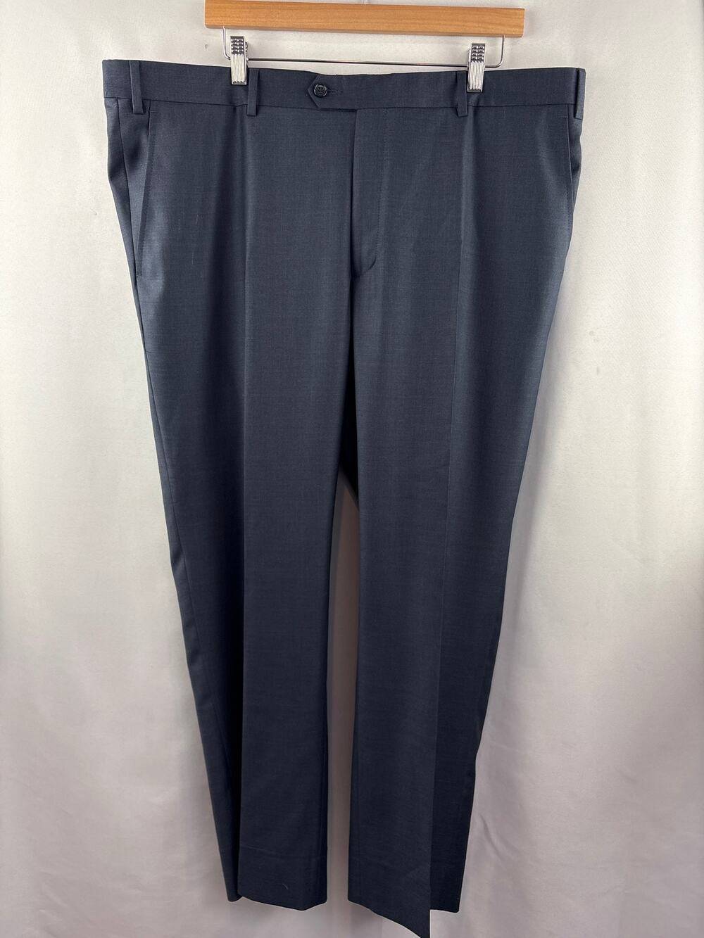 Men’s Santorelli Size 44 Blue Pleated Wool Dress Pants